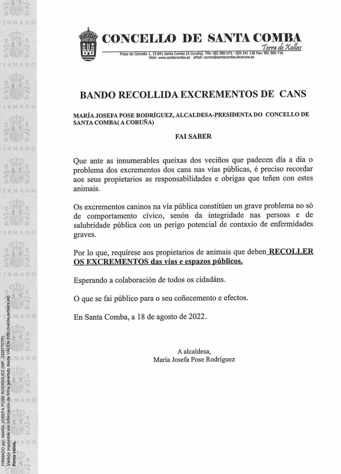 BANDO RECOLLIDA EXCREMENTOS DE CANS