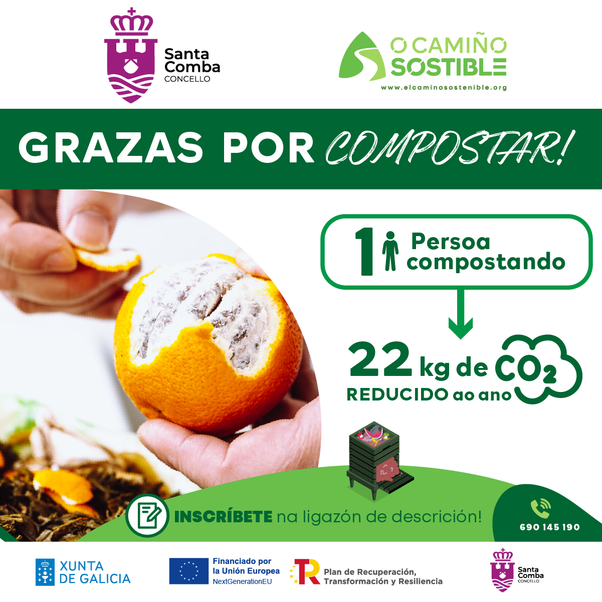 A compostaxe doméstica, unha realidade en Santa Comba.